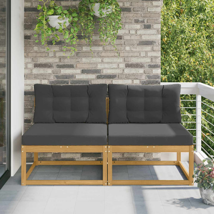 2 Stk Udendørs Mellem Sofa Polyester Hvid