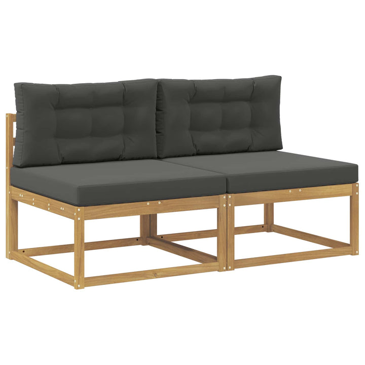 2 Stk Udendørs Mellem Sofa Polyester Hvid