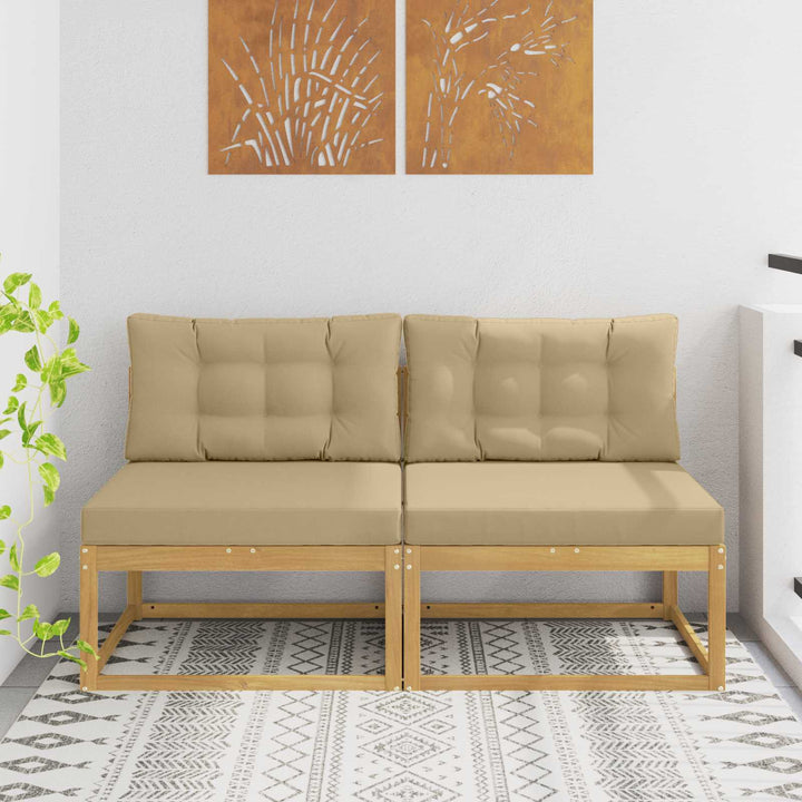 2 Stk Udendørs Mellem Sofa Polyester Hvid
