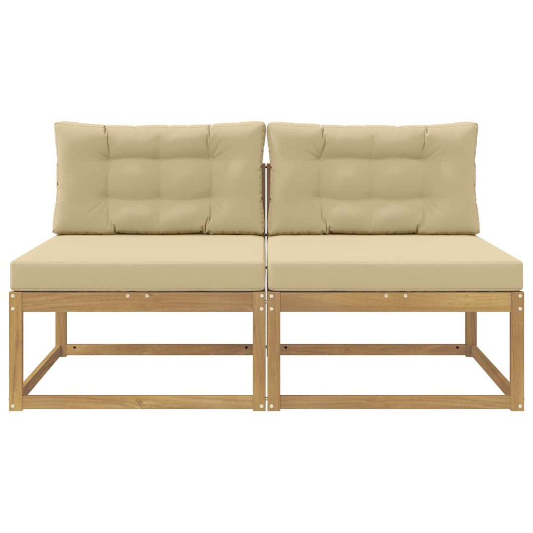 2 Stk Udendørs Mellem Sofa Polyester Hvid