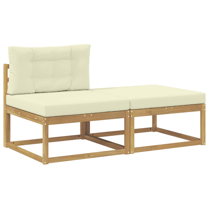 2 Stk Udendørs puf Polyester Hvid