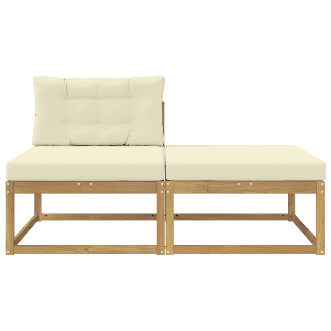 2 Stk Udendørs puf Polyester Hvid
