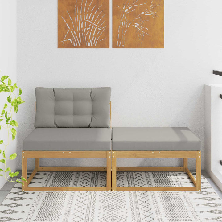 2 Stk Udendørs puf Polyester Hvid