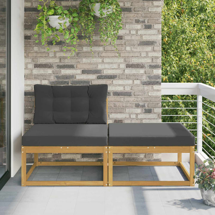2 Stk Udendørs puf Polyester Hvid