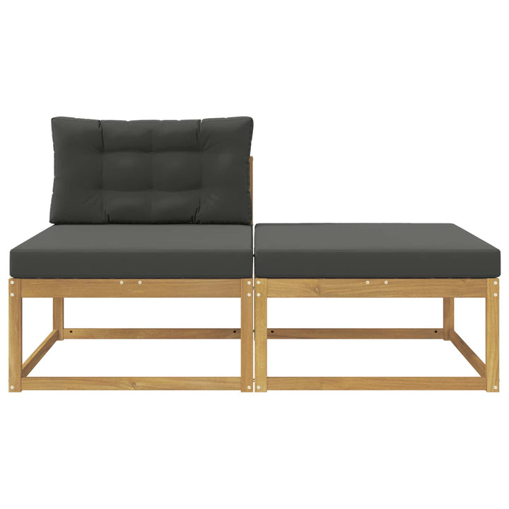 2 Stk Udendørs puf Polyester Hvid
