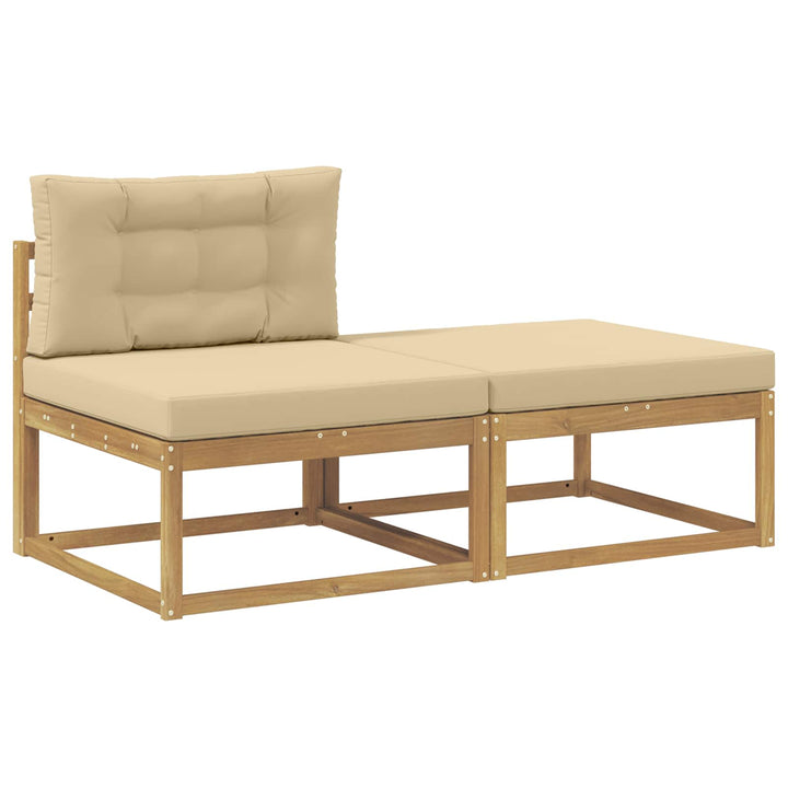 2 Stk Udendørs puf Polyester Hvid