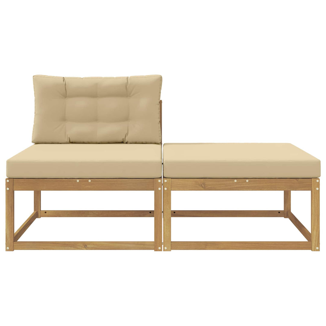 2 Stk Udendørs puf Polyester Hvid
