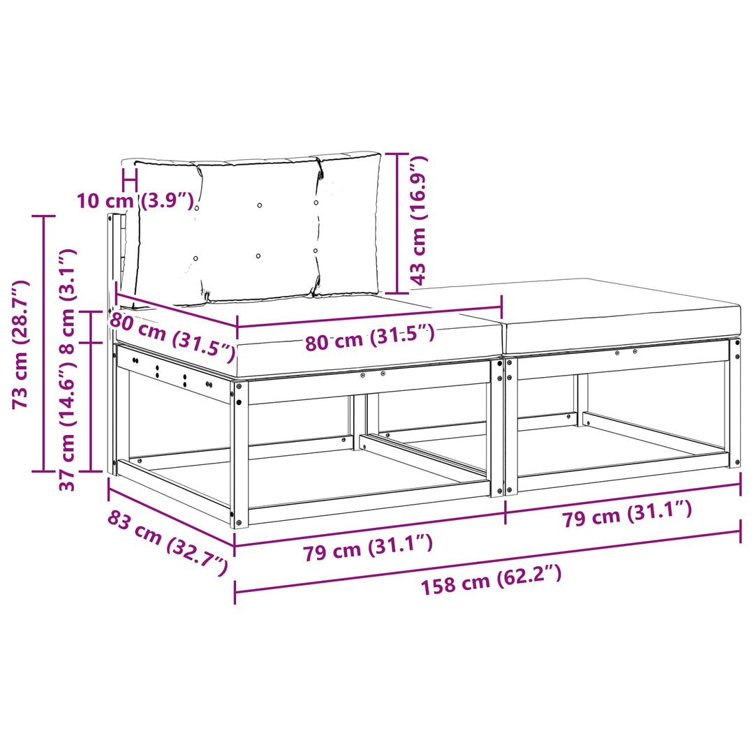 2 Stk Udendørs puf Polyester Hvid