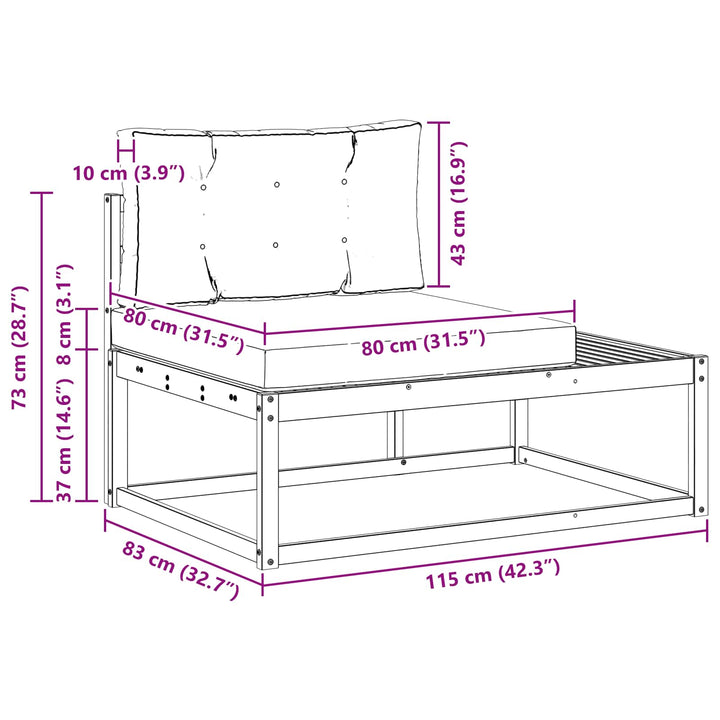 Udendørs Modulsofa med pude Hvid 115 x 83 x 73 cm Polyester