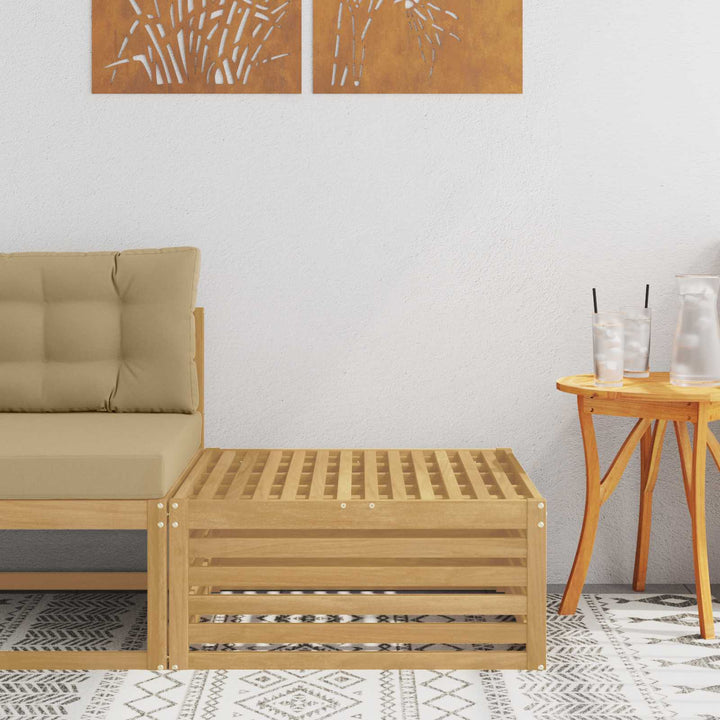 Udendørs puf Massivt Akacietræ Hvid 79 x 79 x 37 cm
