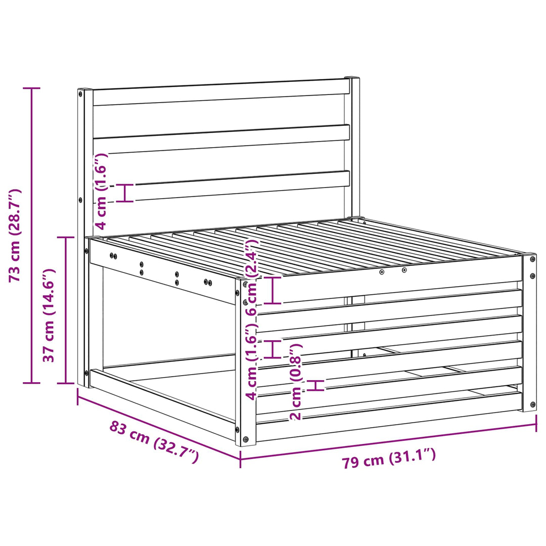 Udendørs Mellem Sofa Massivt Akacietræ Hvid 83 x 79 x 73 cm