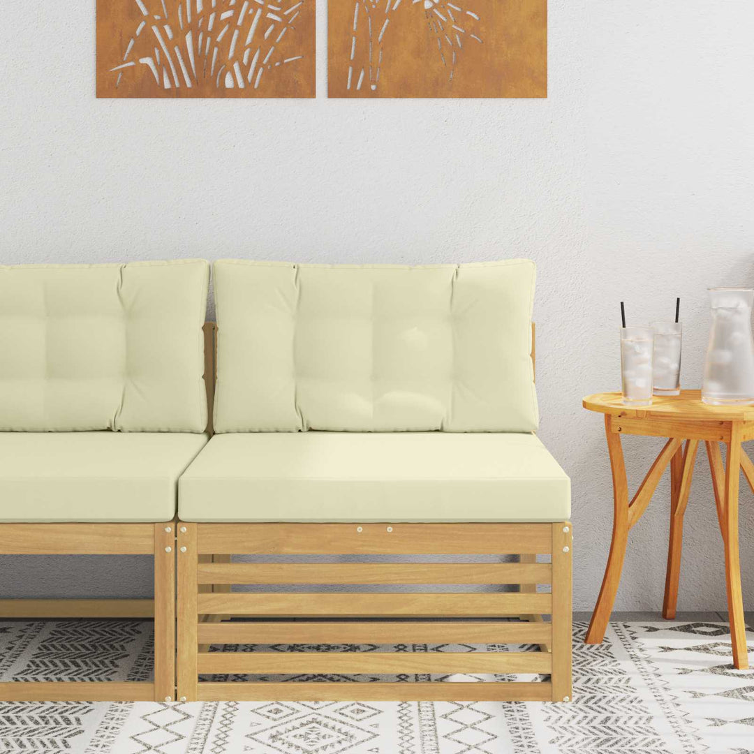 Udendørs Mellem Sofa Massivt Akacietræ Hvid 83 x 79 x 73 cm