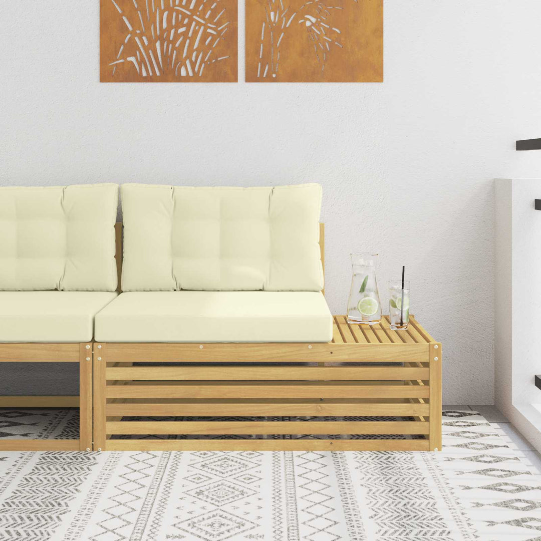Udendørs end sofa Hvid 115 x 83 x 73 cm Massivt Akacietræ
