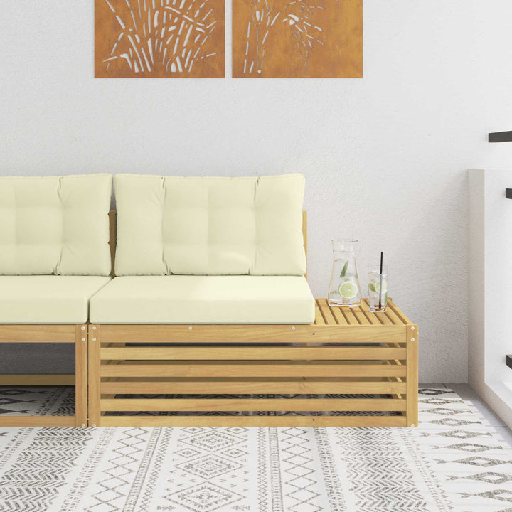 Udendørs end sofa Hvid 115 x 83 x 73 cm Massivt Akacietræ