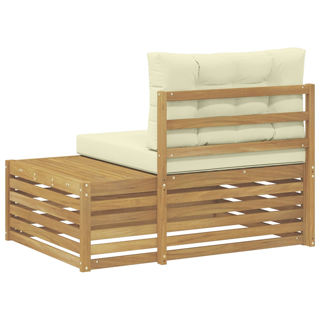 Udendørs end sofa Hvid 115 x 83 x 73 cm Massivt Akacietræ