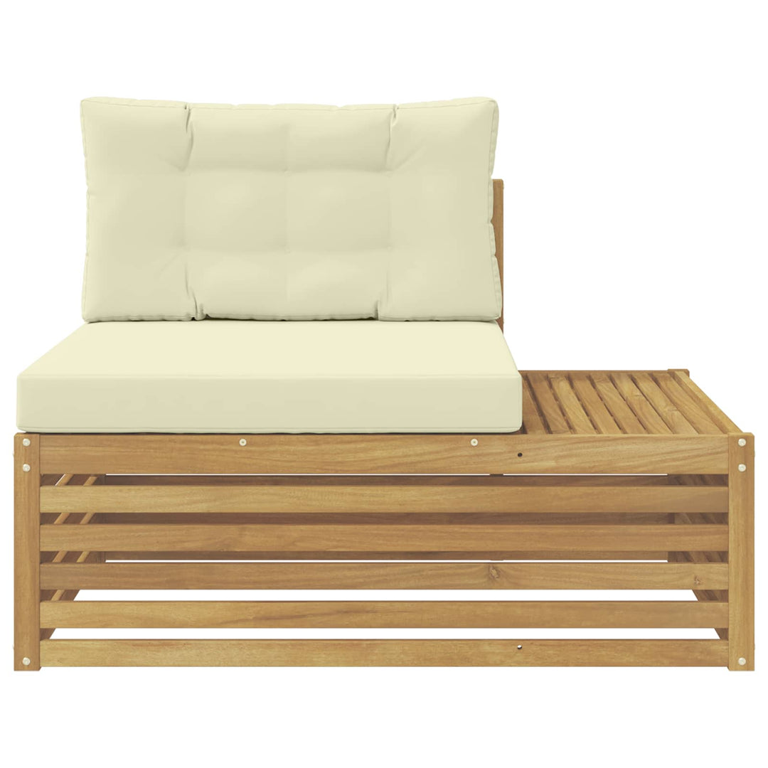 Udendørs end sofa Hvid 115 x 83 x 73 cm Massivt Akacietræ