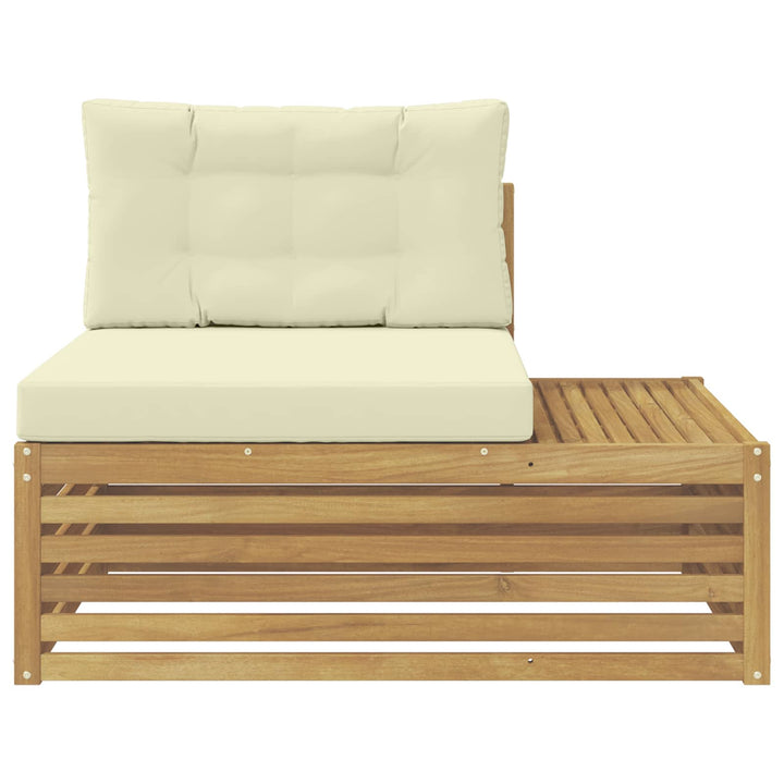Udendørs end sofa Hvid 115 x 83 x 73 cm Massivt Akacietræ