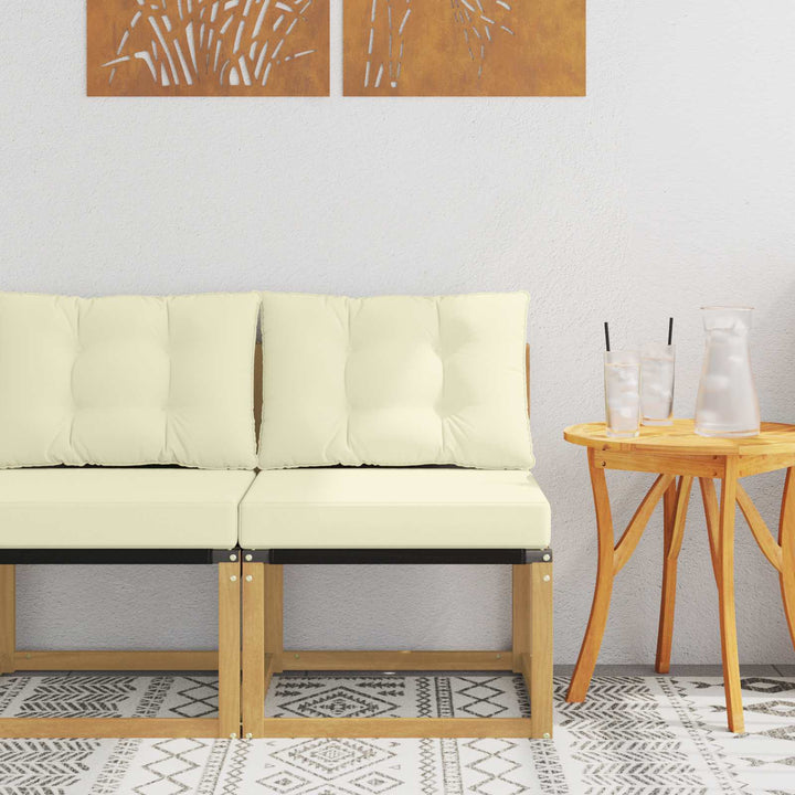 Udendørs Mellem Sofa Massivt akacietræ og Textilene-stof Hvid