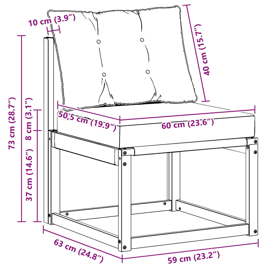 Udendørs Mellem Sofa Massivt akacietræ og Textilene-stof Hvid