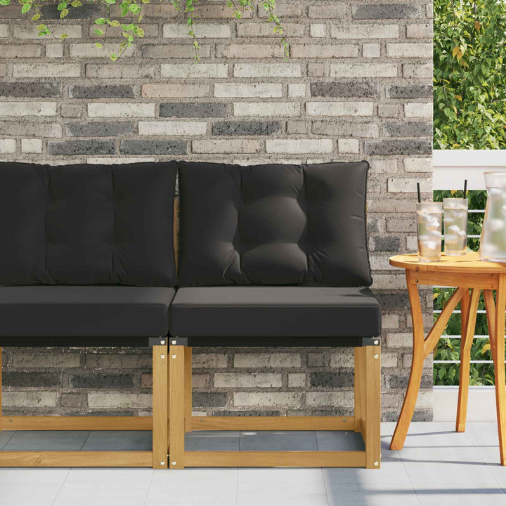Udendørs Mellem Sofa Massivt akacietræ og Textilene-stof Hvid