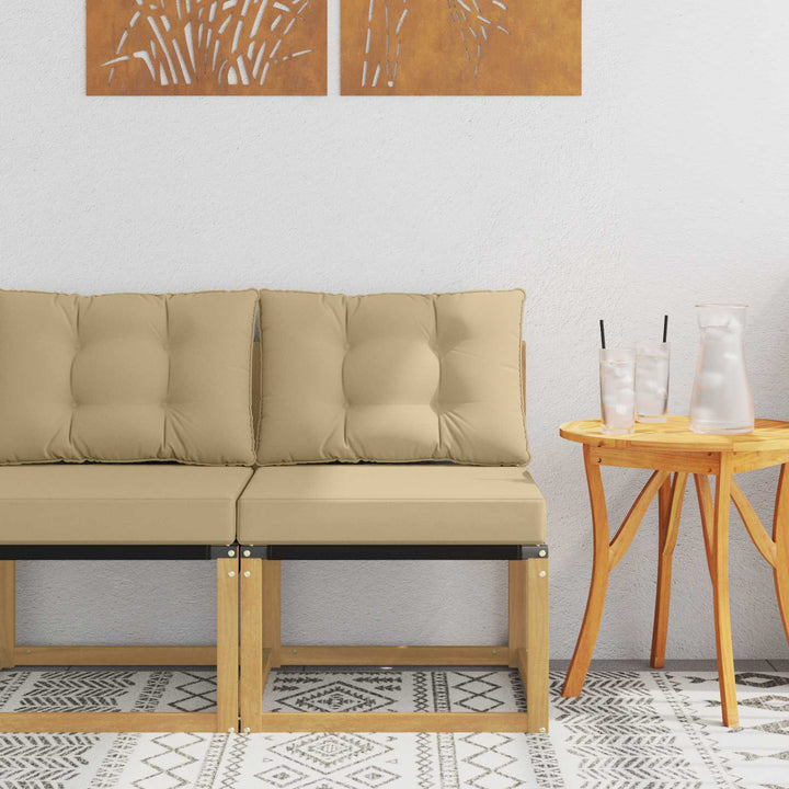 Udendørs Mellem Sofa Massivt akacietræ og Textilene-stof Hvid