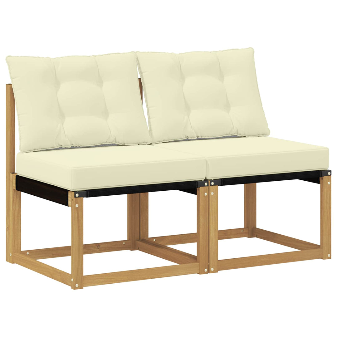 2 stk. Udendørs Mellem Sofa Massivt akacietræ og Textilene-stof