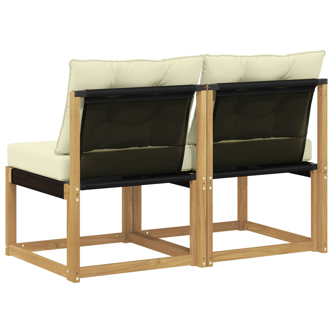 2 stk. Udendørs Mellem Sofa Massivt akacietræ og Textilene-stof