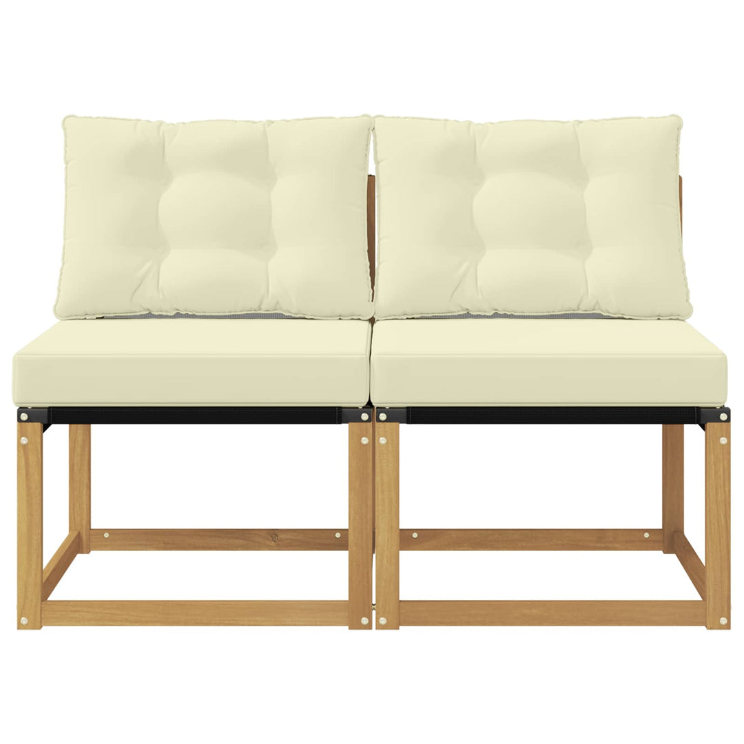 2 stk. Udendørs Mellem Sofa Massivt akacietræ og Textilene-stof