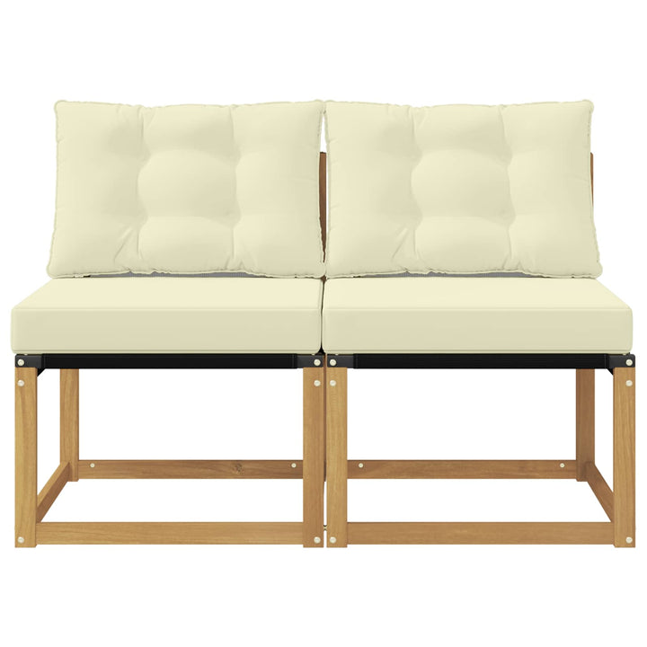 2 stk. Udendørs Mellem Sofa Massivt akacietræ og Textilene-stof