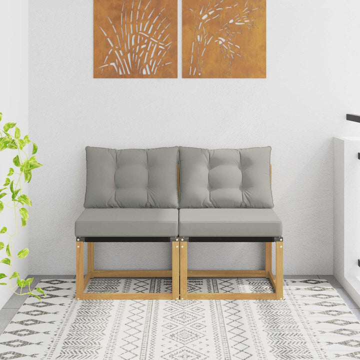 2 stk. Udendørs Mellem Sofa Massivt akacietræ og Textilene-stof