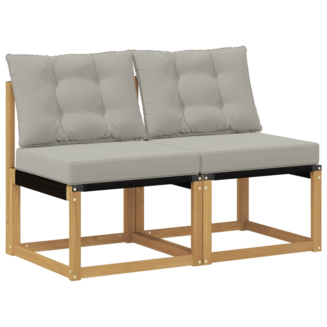 2 stk. Udendørs Mellem Sofa Massivt akacietræ og Textilene-stof
