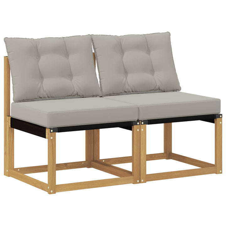 2 stk. Udendørs Mellem Sofa Massivt akacietræ og Textilene-stof