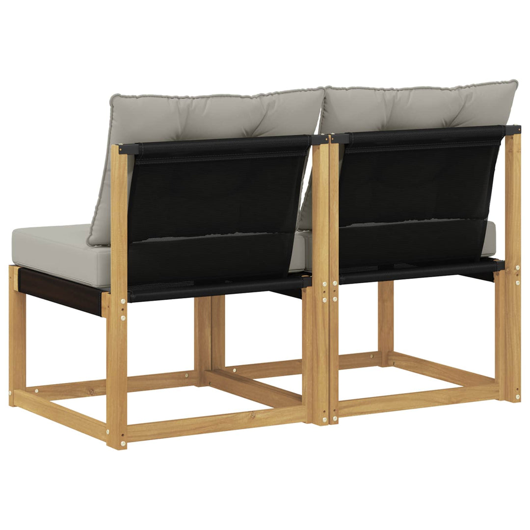 2 stk. Udendørs Mellem Sofa Massivt akacietræ og Textilene-stof