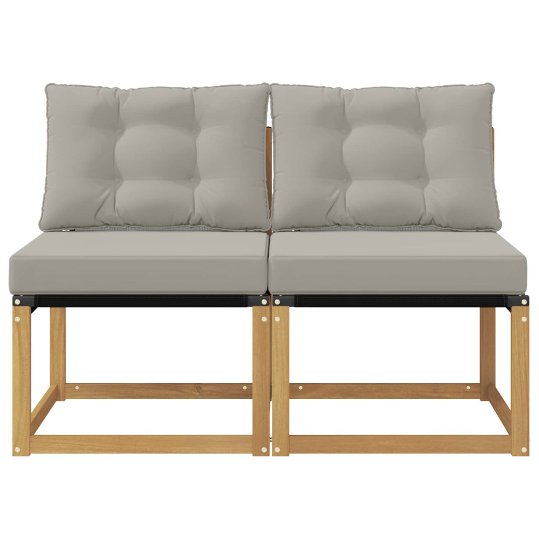 2 stk. Udendørs Mellem Sofa Massivt akacietræ og Textilene-stof