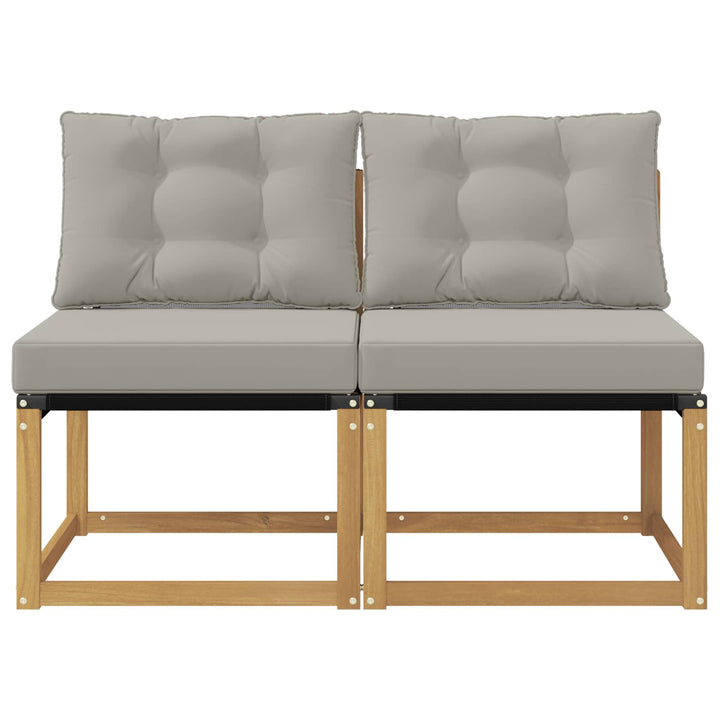2 stk. Udendørs Mellem Sofa Massivt akacietræ og Textilene-stof