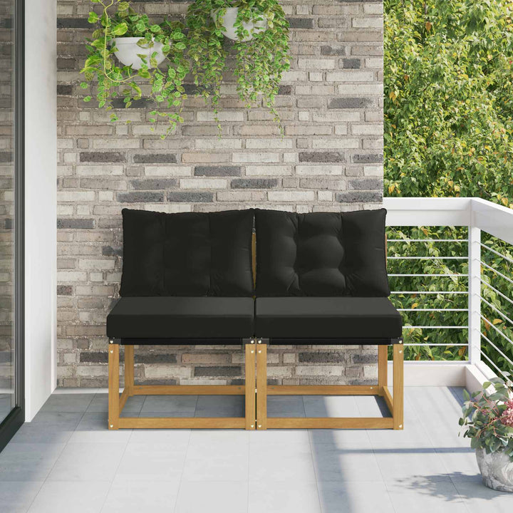 2 stk. Udendørs Mellem Sofa Massivt akacietræ og Textilene-stof