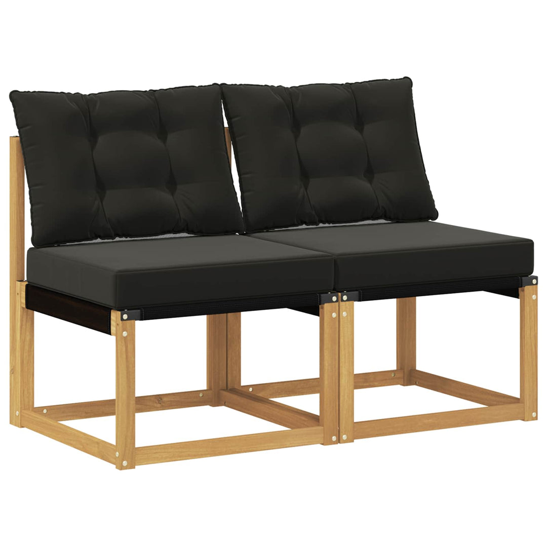 2 stk. Udendørs Mellem Sofa Massivt akacietræ og Textilene-stof