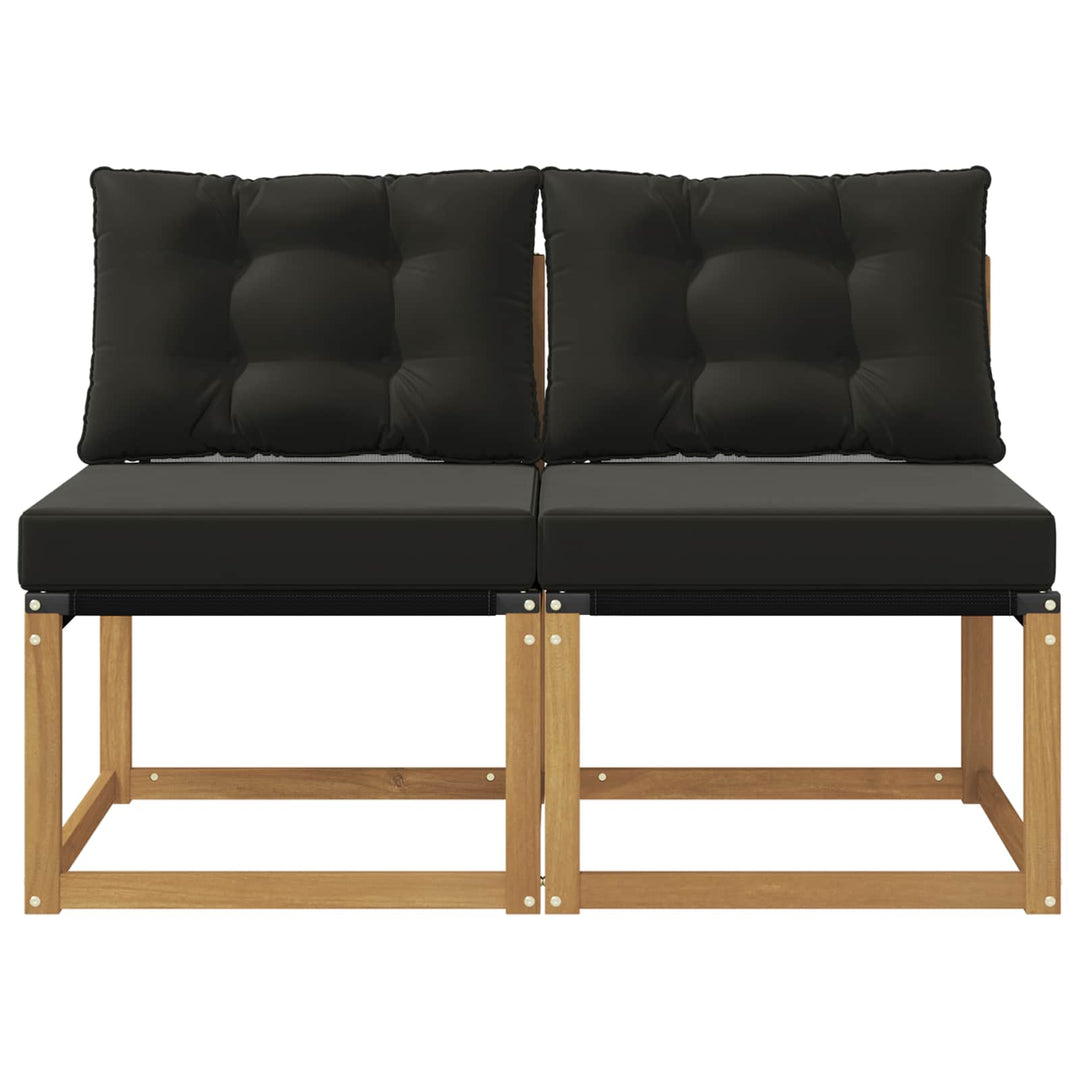 2 stk. Udendørs Mellem Sofa Massivt akacietræ og Textilene-stof