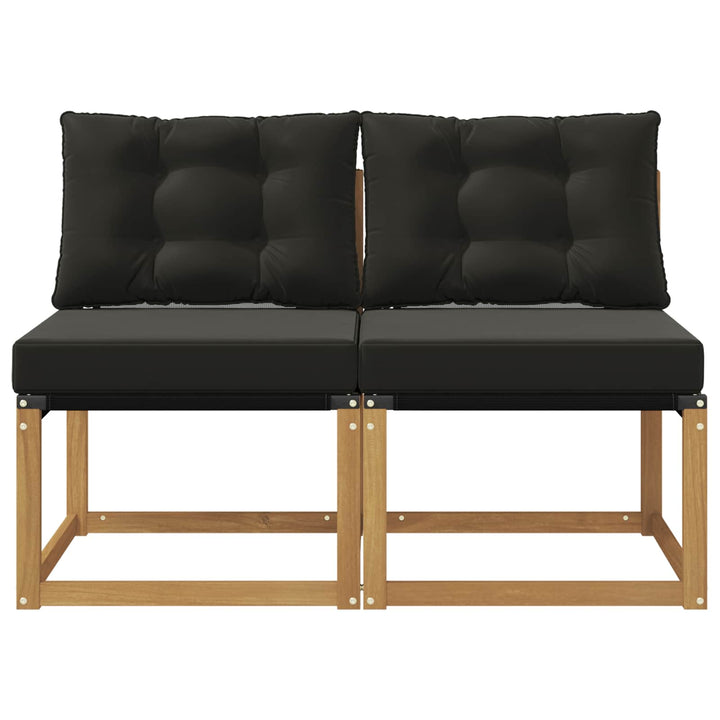 2 stk. Udendørs Mellem Sofa Massivt akacietræ og Textilene-stof