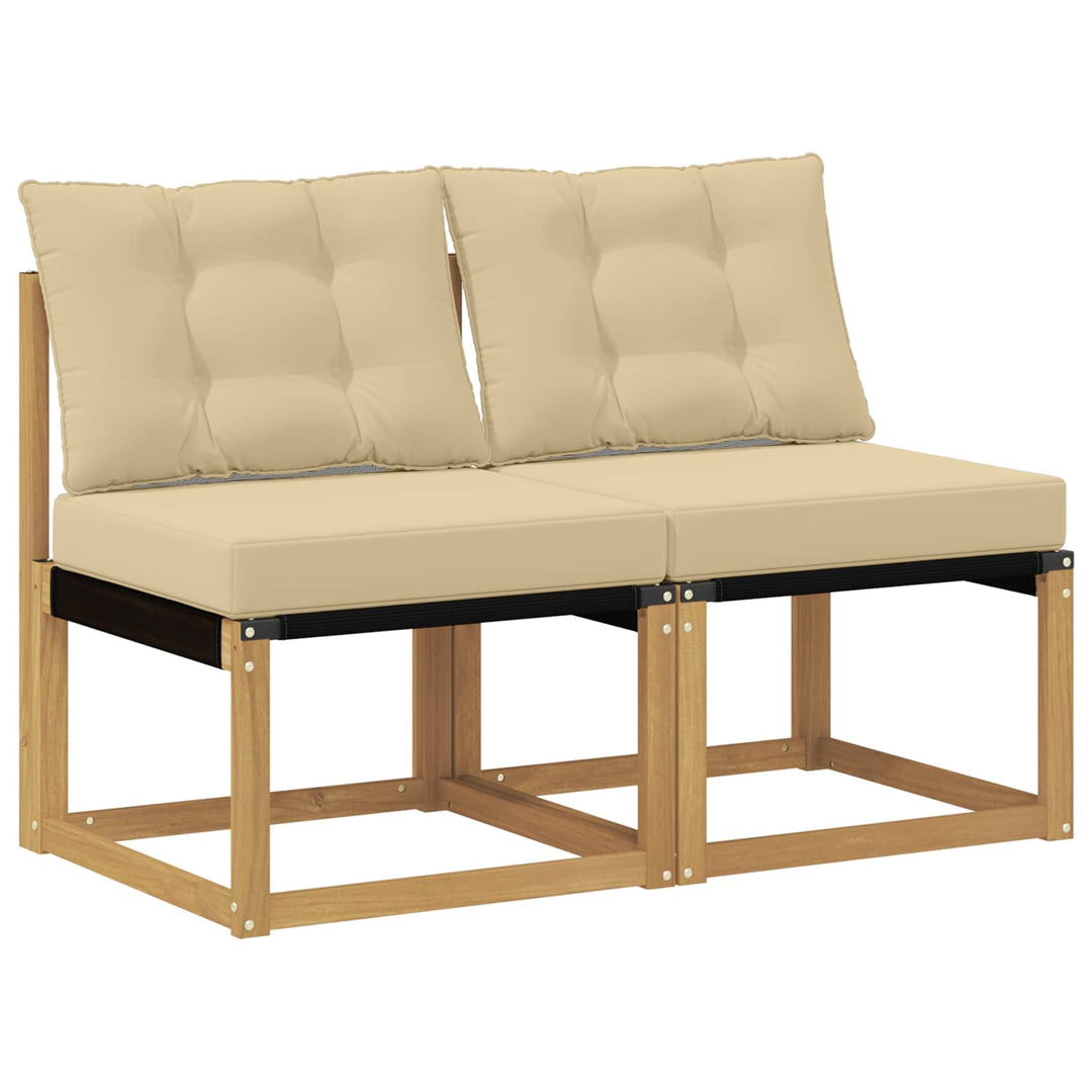 2 stk. Udendørs Mellem Sofa Massivt akacietræ og Textilene-stof
