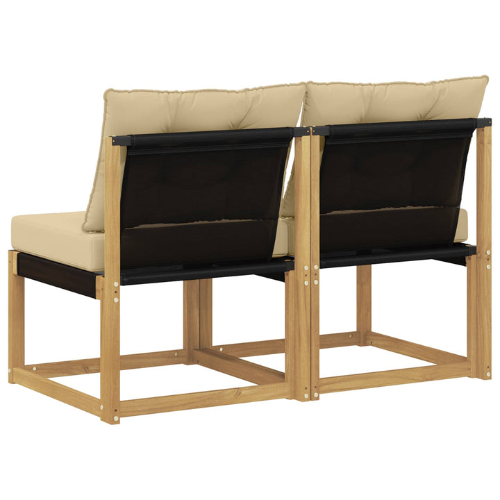 2 stk. Udendørs Mellem Sofa Massivt akacietræ og Textilene-stof