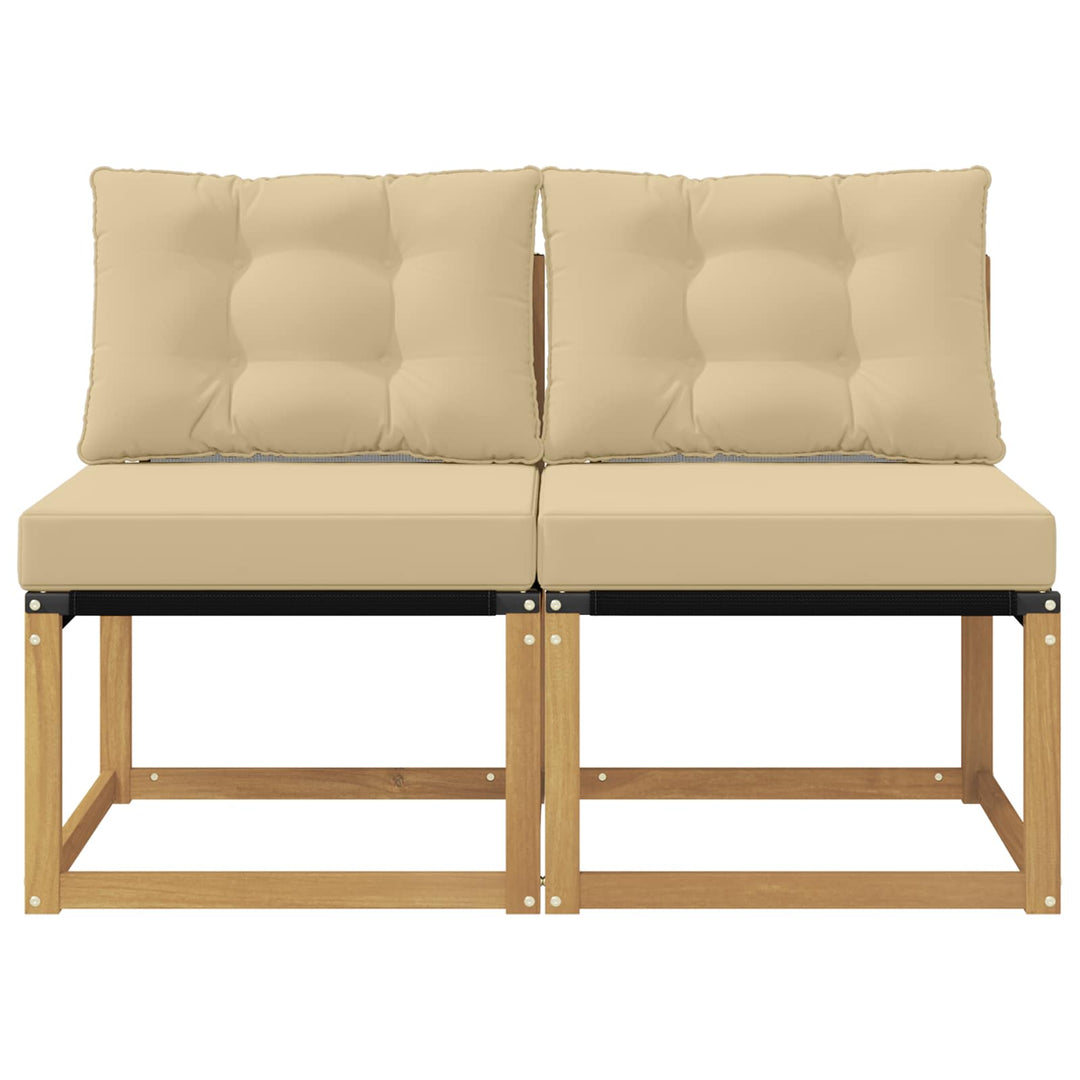 2 stk. Udendørs Mellem Sofa Massivt akacietræ og Textilene-stof