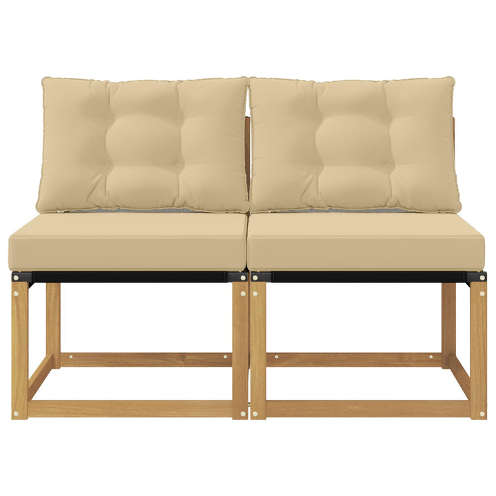 2 stk. Udendørs Mellem Sofa Massivt akacietræ og Textilene-stof