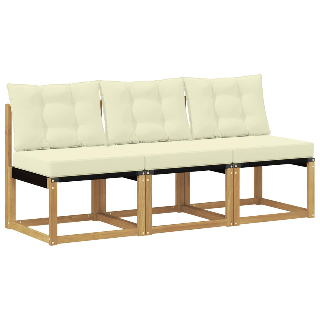 3 stk. Udendørs Mellem Sofa Massivt akacietræ og Textilene-stof