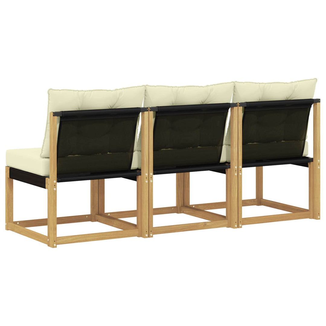 3 stk. Udendørs Mellem Sofa Massivt akacietræ og Textilene-stof