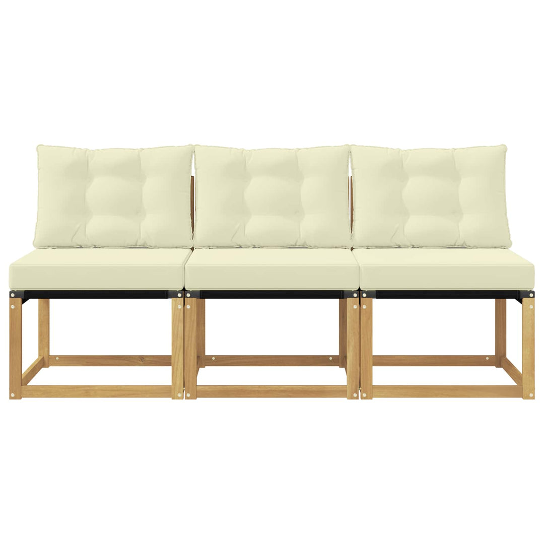 3 stk. Udendørs Mellem Sofa Massivt akacietræ og Textilene-stof