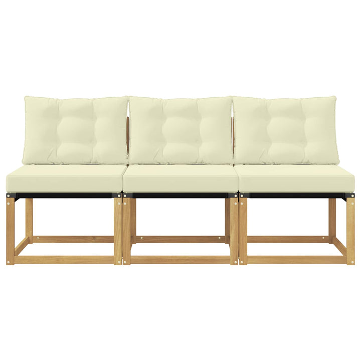 3 stk. Udendørs Mellem Sofa Massivt akacietræ og Textilene-stof