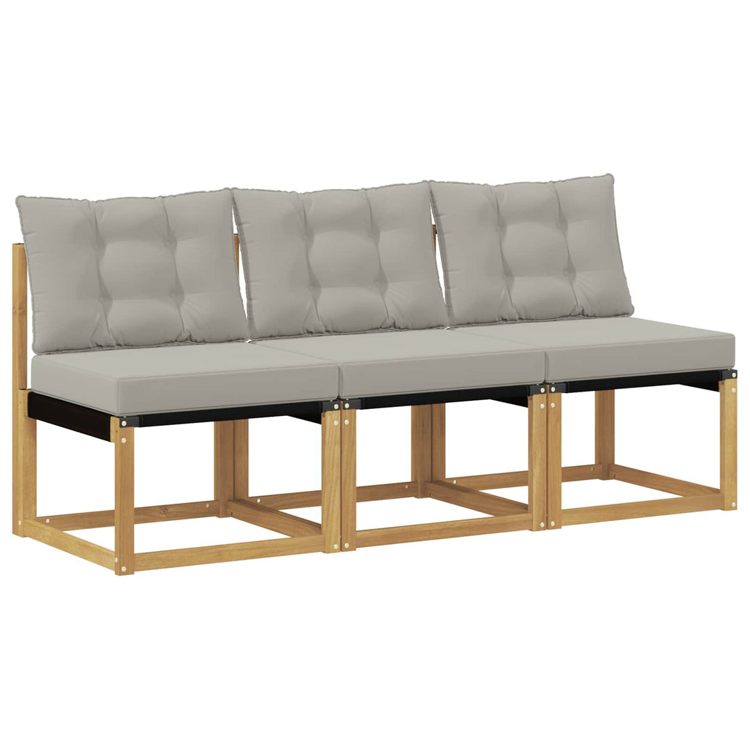 3 stk. Udendørs Mellem Sofa Massivt akacietræ og Textilene-stof