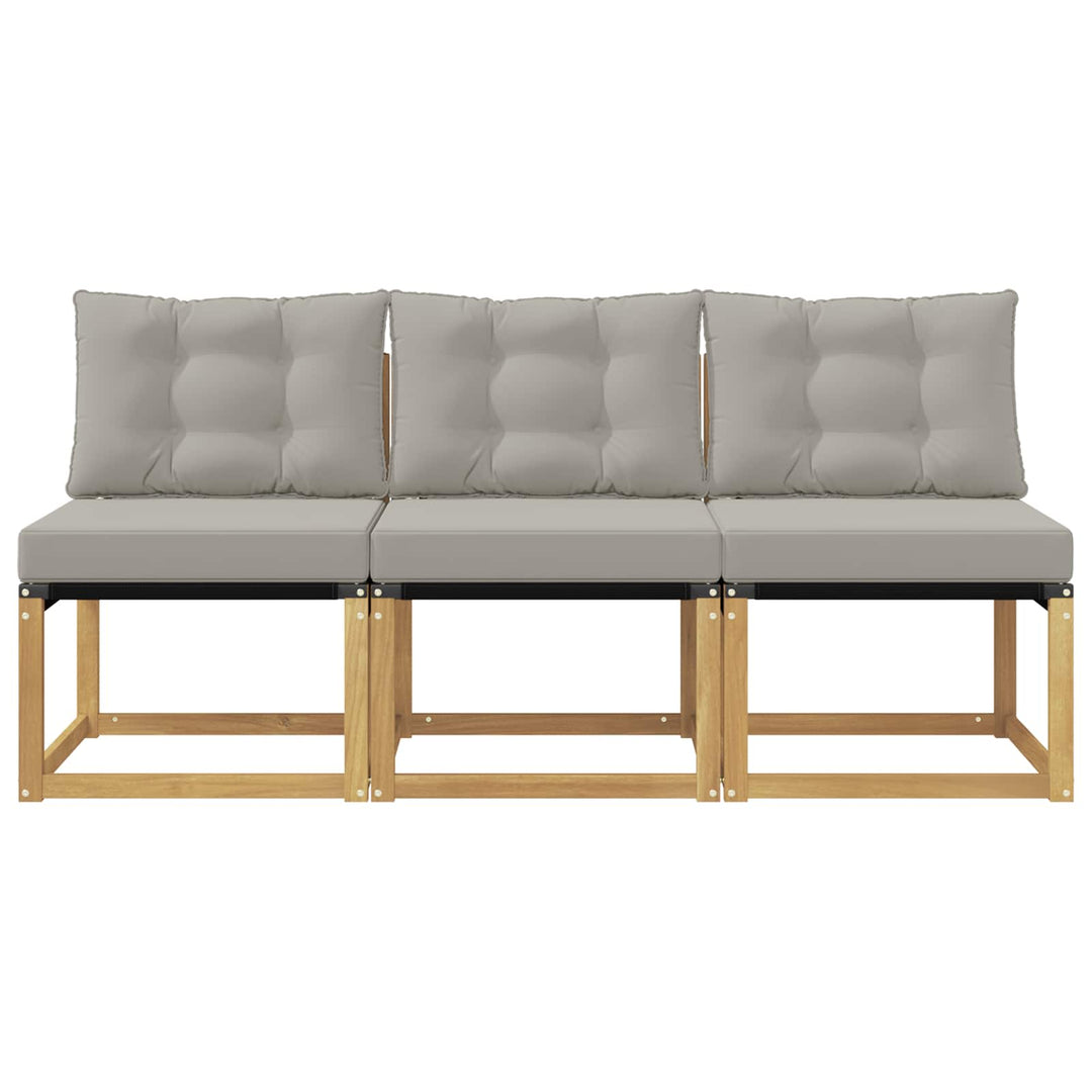 3 stk. Udendørs Mellem Sofa Massivt akacietræ og Textilene-stof