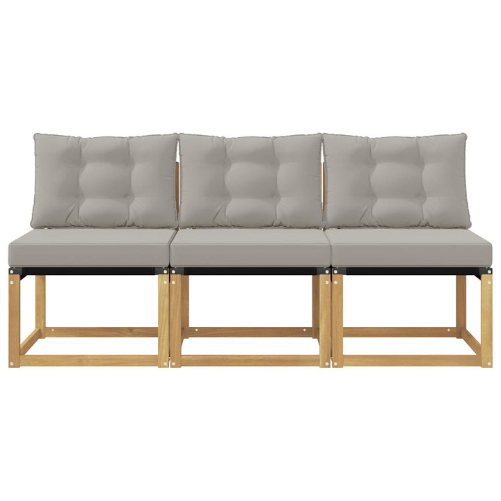 3 stk. Udendørs Mellem Sofa Massivt akacietræ og Textilene-stof